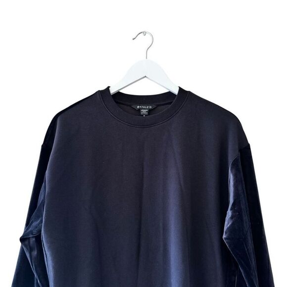 Athleta Retroplush Velvet Mixed Media Crewneck Oversized Sweatshirt Size M #2373 - Picture 2 of 16